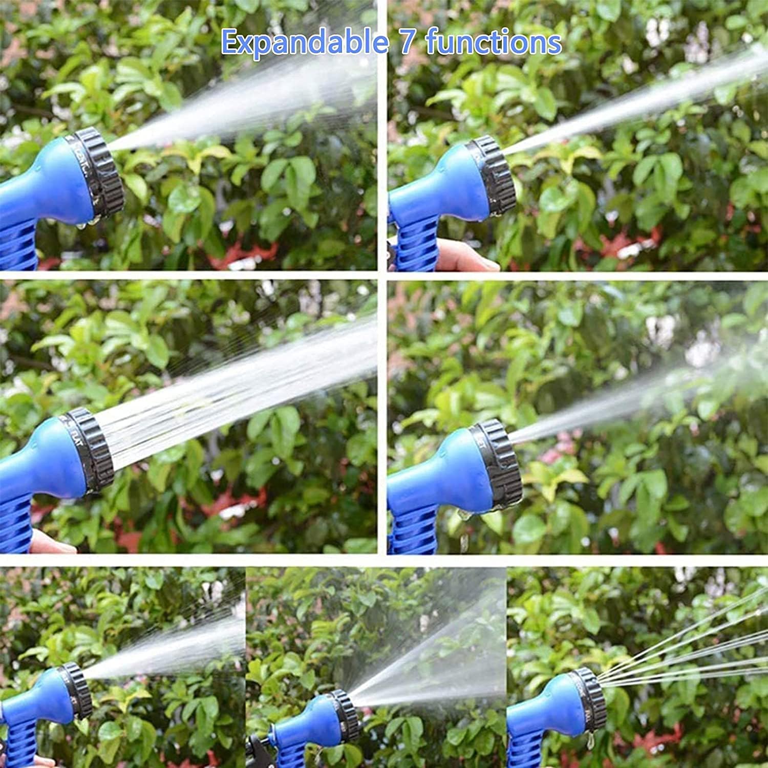 Tuyau D’arrosage Extensible 7.5M/25FT Tuyau d'arrosage Flexible Tuyau Rétractable Raccords avec 7 Fonction Pistolet pour Irrigation (7.5m)vert - 4