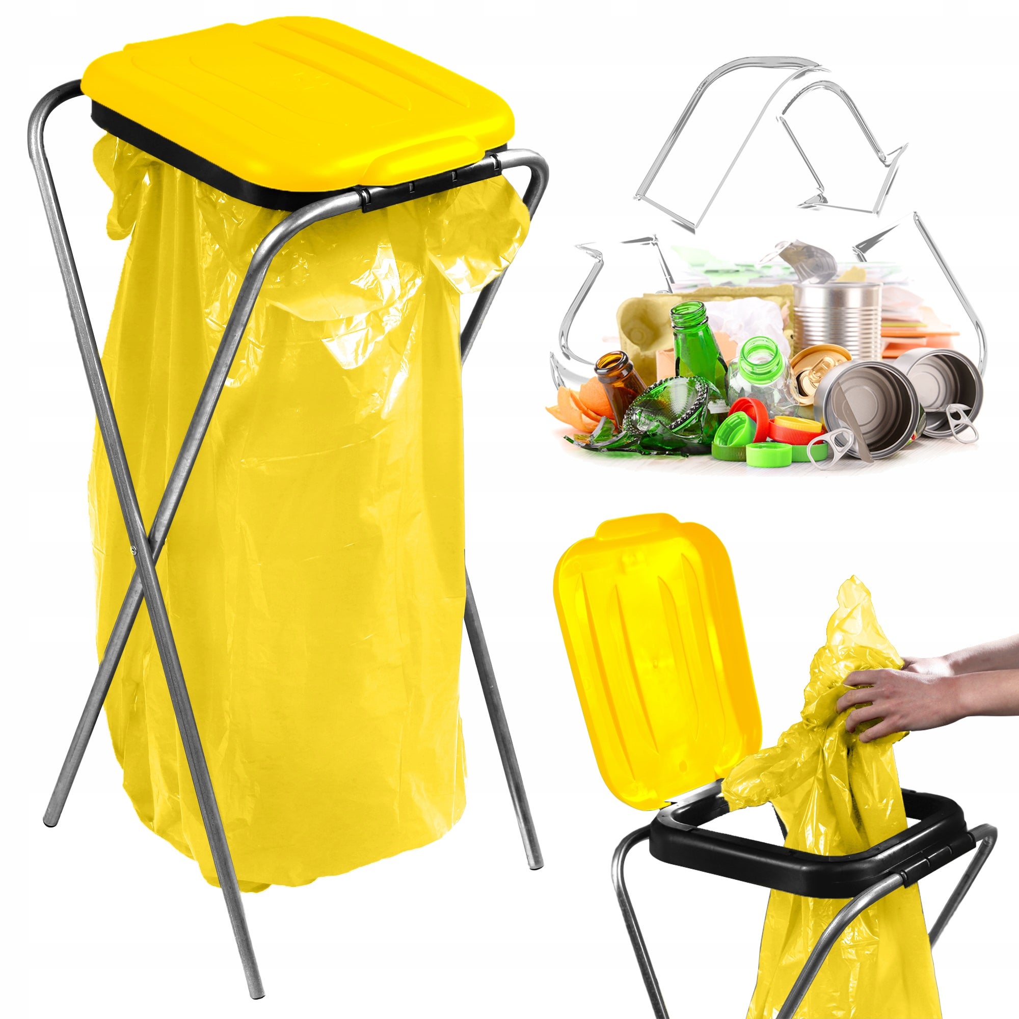 STOJAK KOSZ DO SEGREGACJI ŚMIECI 1 STANOWISKO WOREK 120L KOSZ NA ODPADY