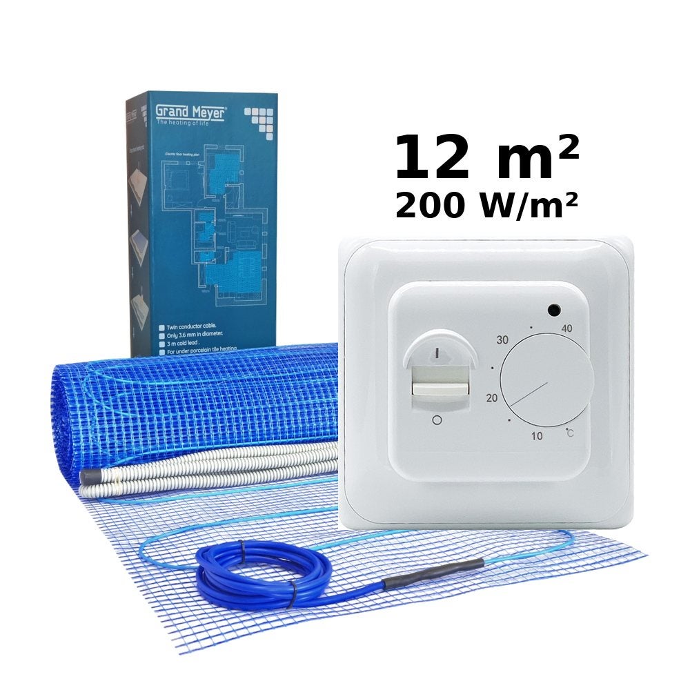 Zestaw do ogrzewania podłogowego 12 m², 200 W/m² + termostat MST-1