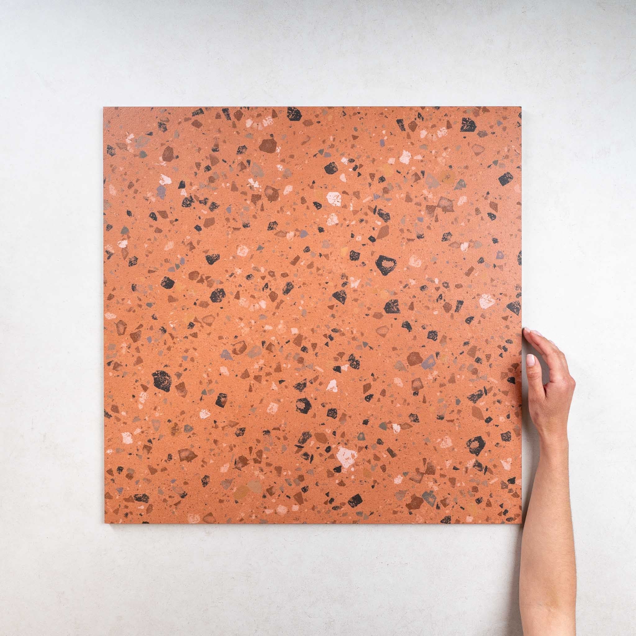 Carrelage Effet Terrazzo Rouge Mat COCCIO 60x60 cm Corail, Sol et Mur ...