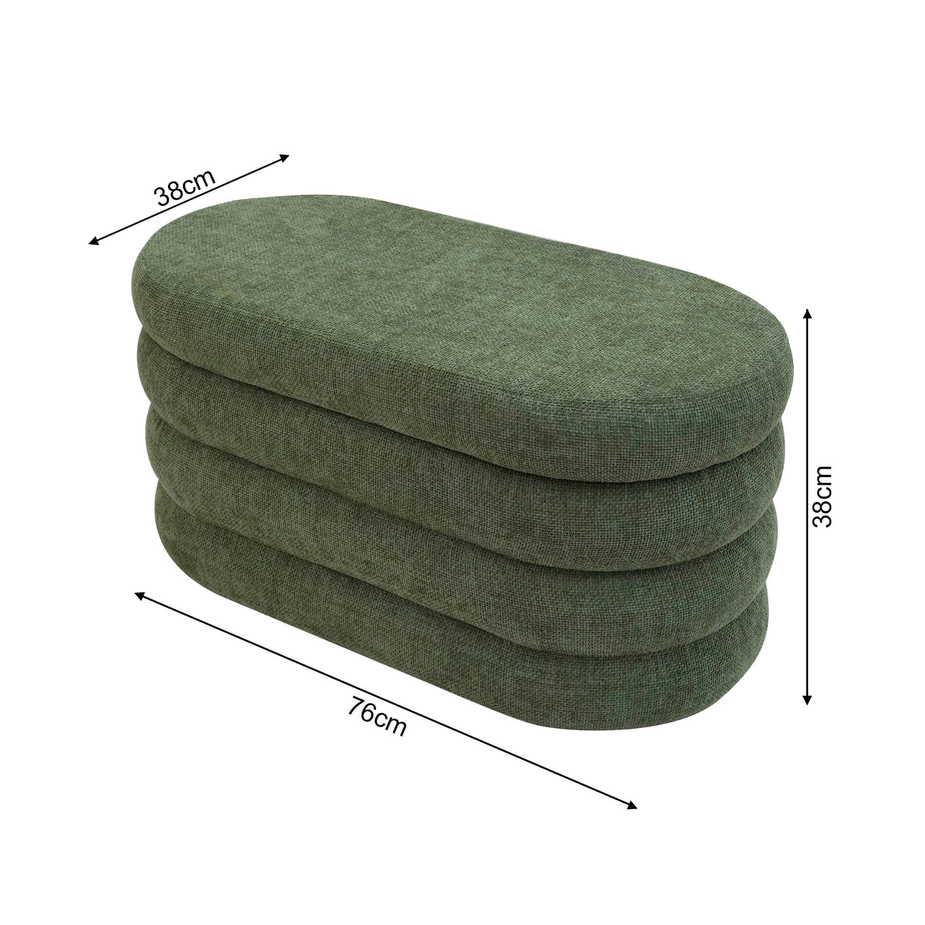 Rebecca Mobili Pouf avec rangement Zeytin 38x76x38 Tissu Polyester MDF Vert Foncé Moderne - 3