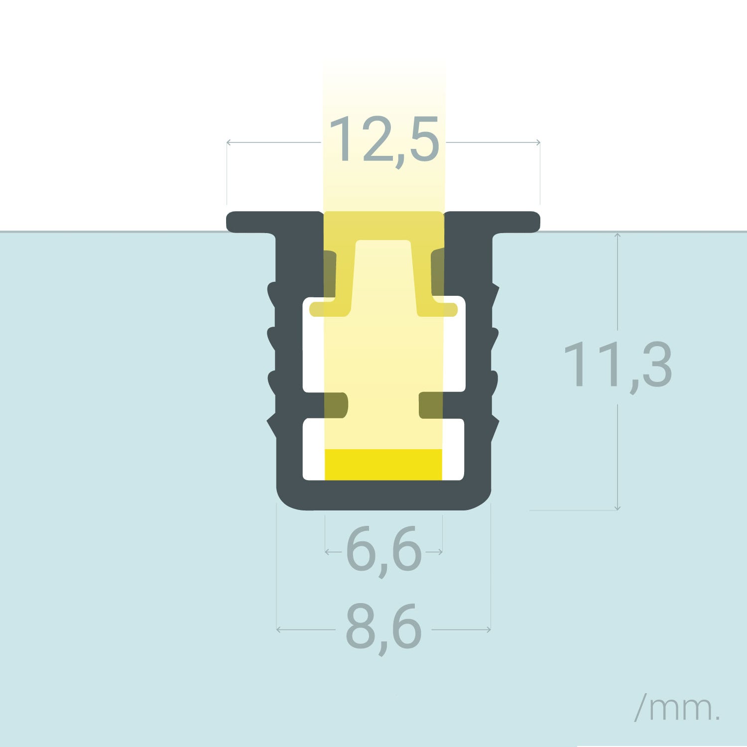 Profilé Aluminium Encastré 2 m pour Rubans LED jusqu'à 6 mm - Aluminium 2 m Semi-transparent - Aluminium - 4