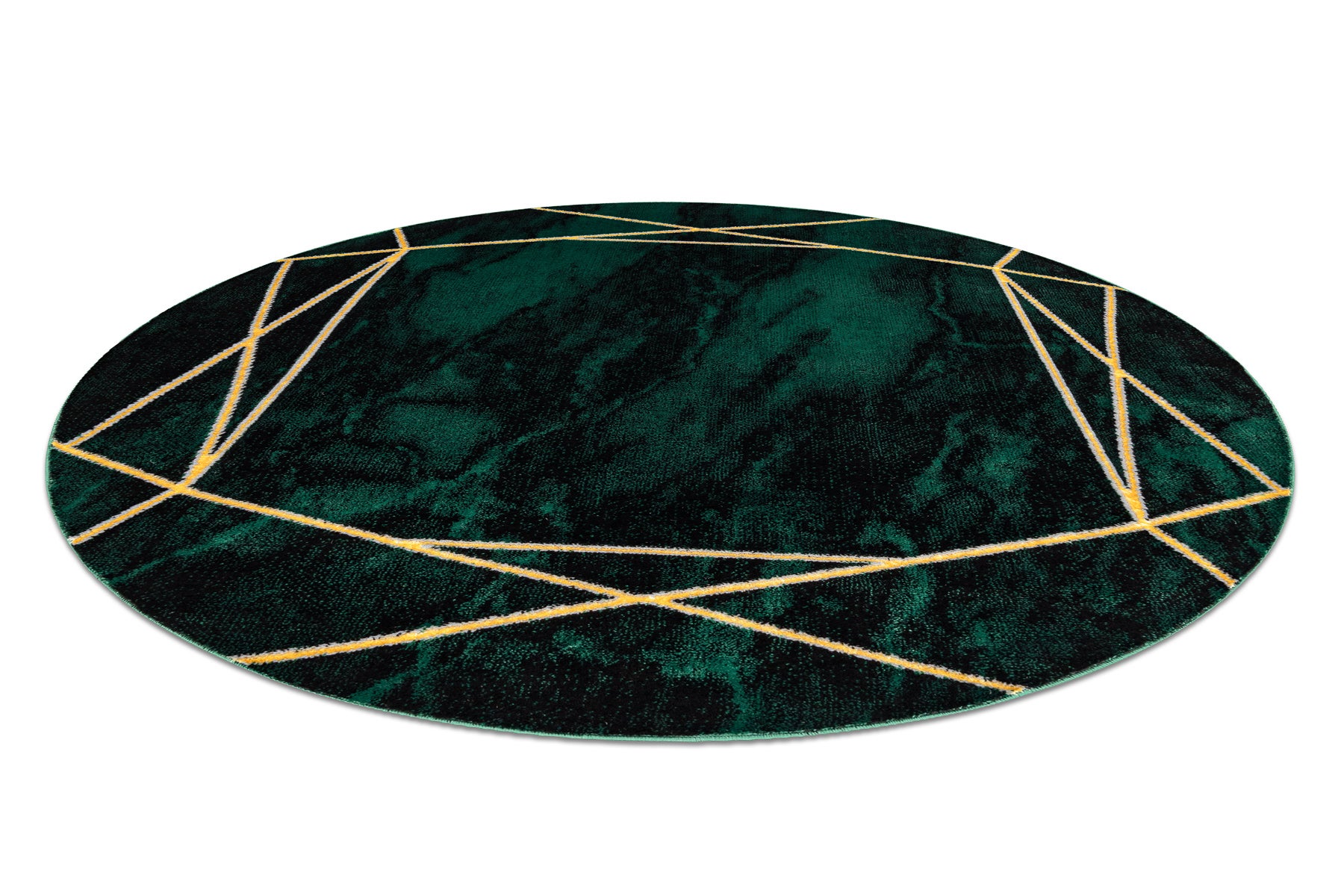 Dywan EMERALD ekskluzywny 1022 koło - glamour, stylowy marmur, geometryczny butelkowa zieleń / złoty koło 200 cm - 4