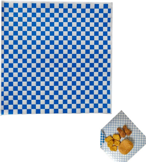 100 sztuk papieru do pakowania żywności w kratkę z woskowym wzorem - tłuszczoodporna powłoka w kratkę do kanapek, restauracji, grilla