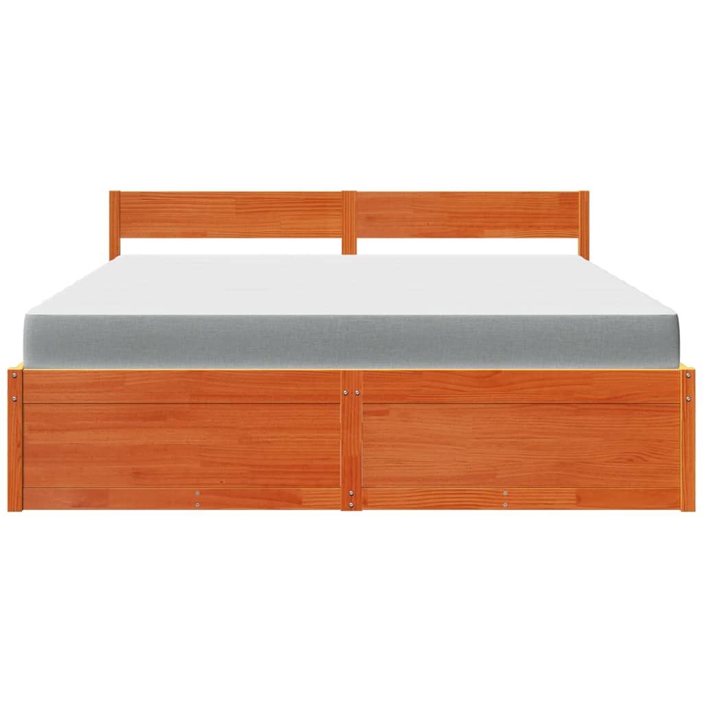 Lit avec tiroirs/matelas cire marron 180 x 200 cm bois massif de pin - 4