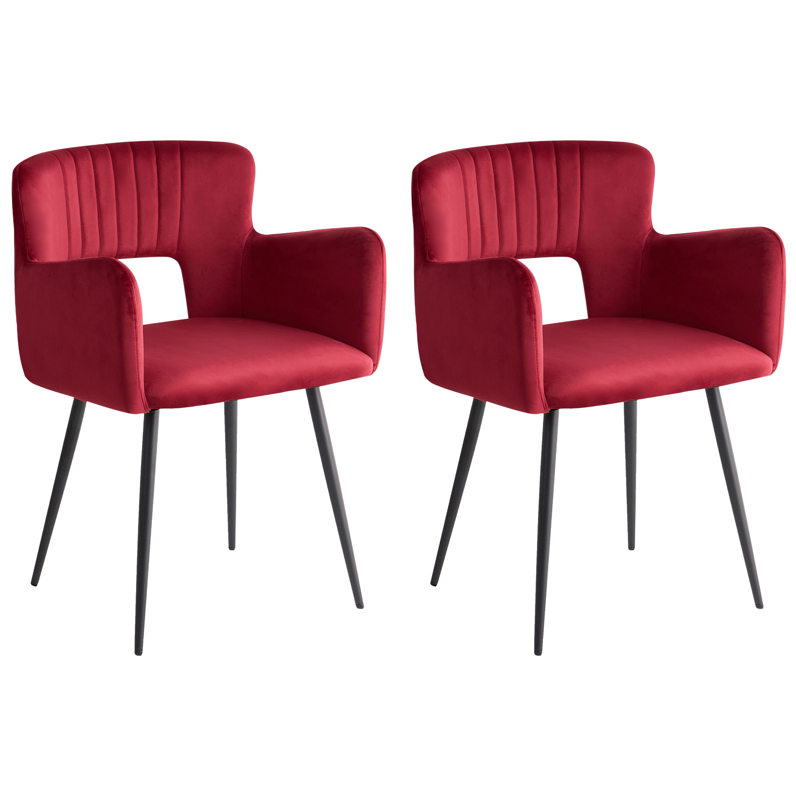 Beliani Conjunto De 2 Sillas De Comedor Sanilac Terciopelo Rojo/Oscuro , Leroy Merlin