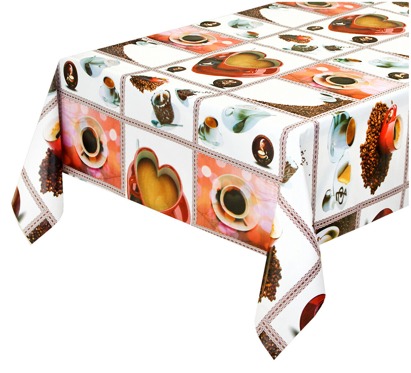 Mantel antimanchas cocina moderna 140x300 cm protector de cubremesa de lona taza de café corazón