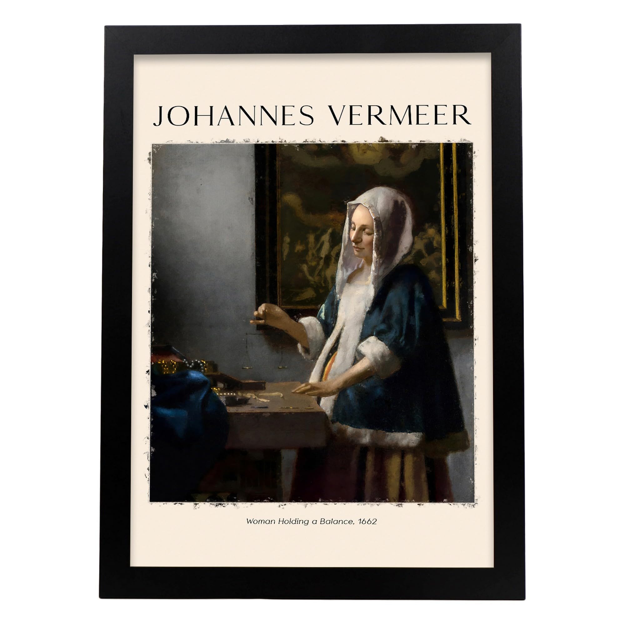 Lámina de mujer con un equilibrio cuadros decorativos para tu hogar estampados impresiones de pared inspiradas en johannes vermeer a3 con marcos negro