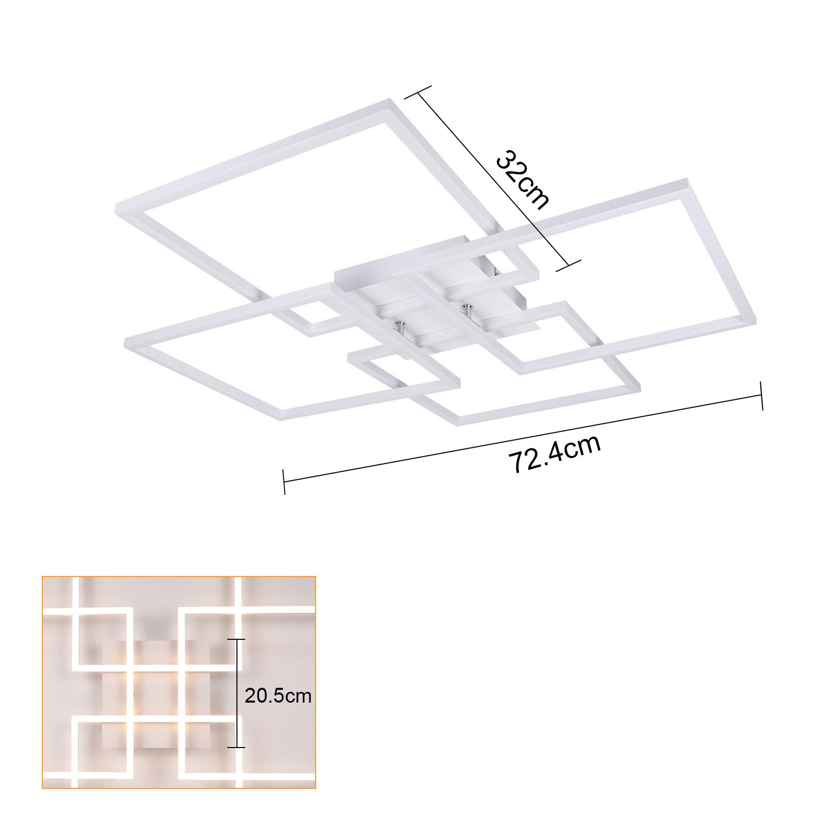 ZMH Nowoczesna lampa sufitowa LED 32W z prostokątnymi ramkami do salonu i sypialni - 3