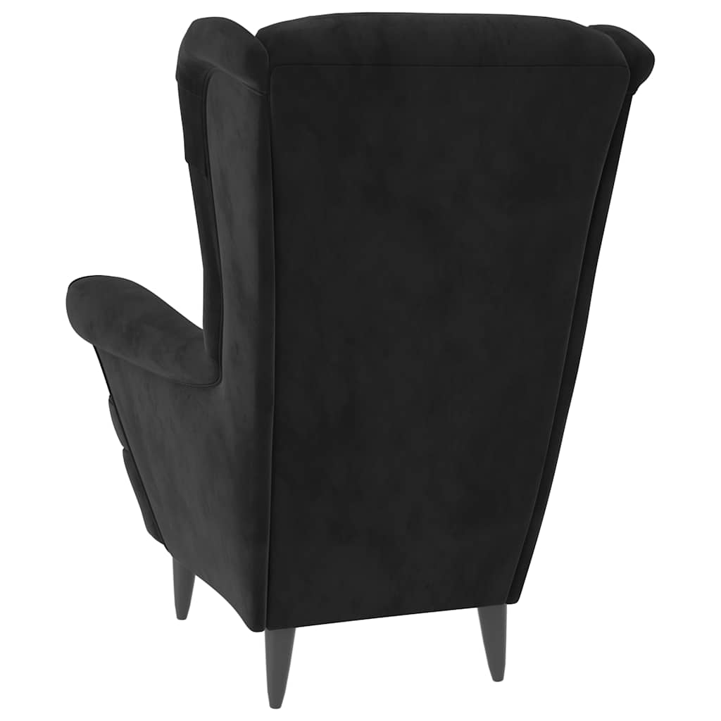 Fauteuil à oreilles avec tabouret en velours noir pour le salon - 6