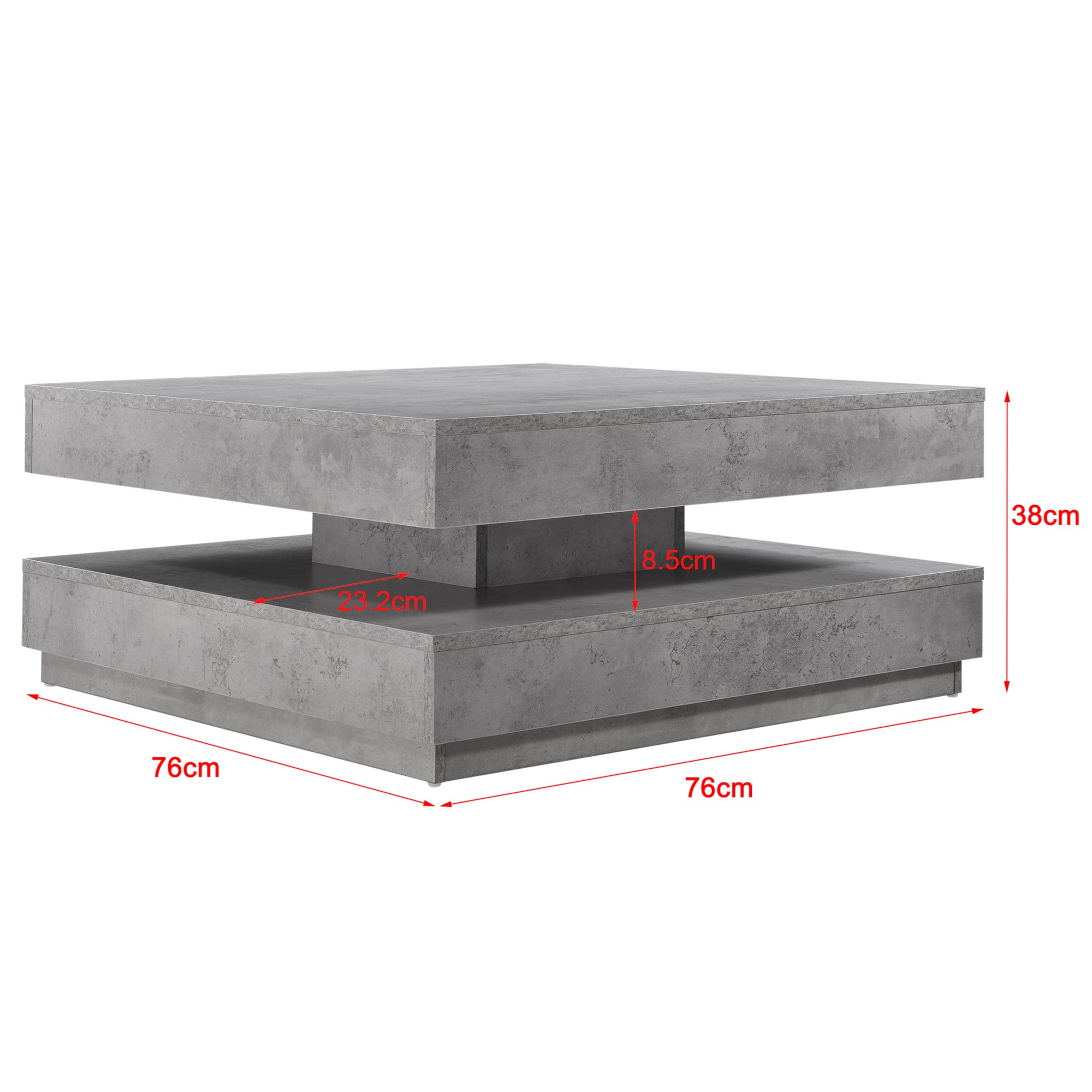 Table Basse avec Plateau Tournant Florenz Effet Béton [en.casa] - 3