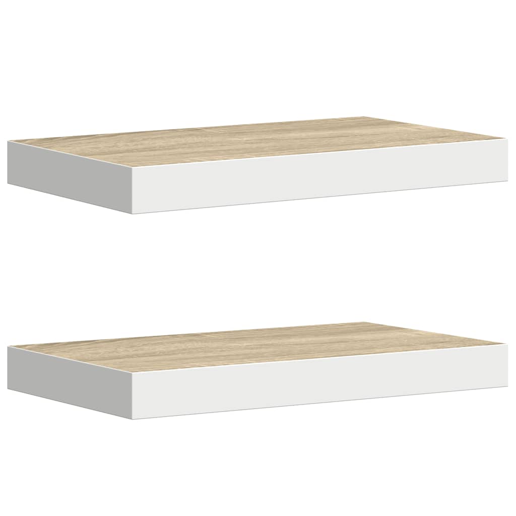 vidaXL Étagères flottantes 2 pcs Chêne et blanc 40x23,5x3,8 cm MDF - 2
