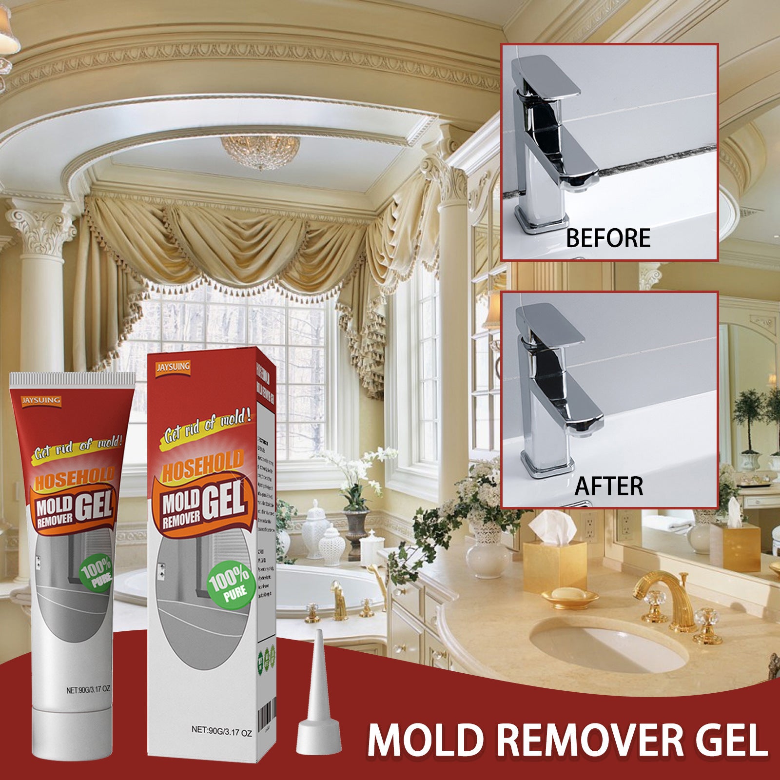 Gel anti-moisissure pour murs de salle de bain et de cuisine, nettoyant ménager anti-taches et anti-moisissure - 3