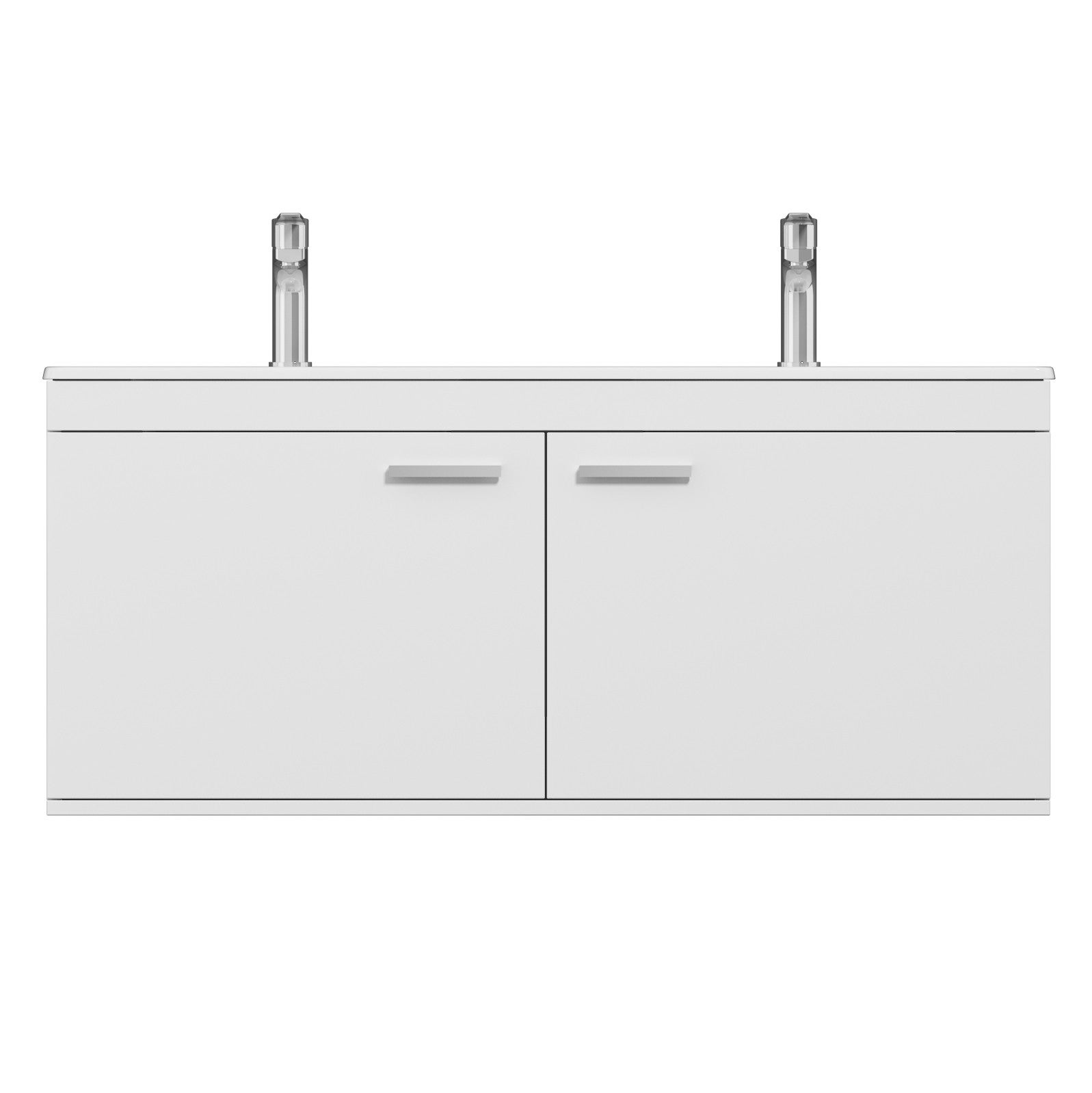 RUBITE meuble double vasque encastrée L. 120 cm 2 portes blanc salle de bain - 5