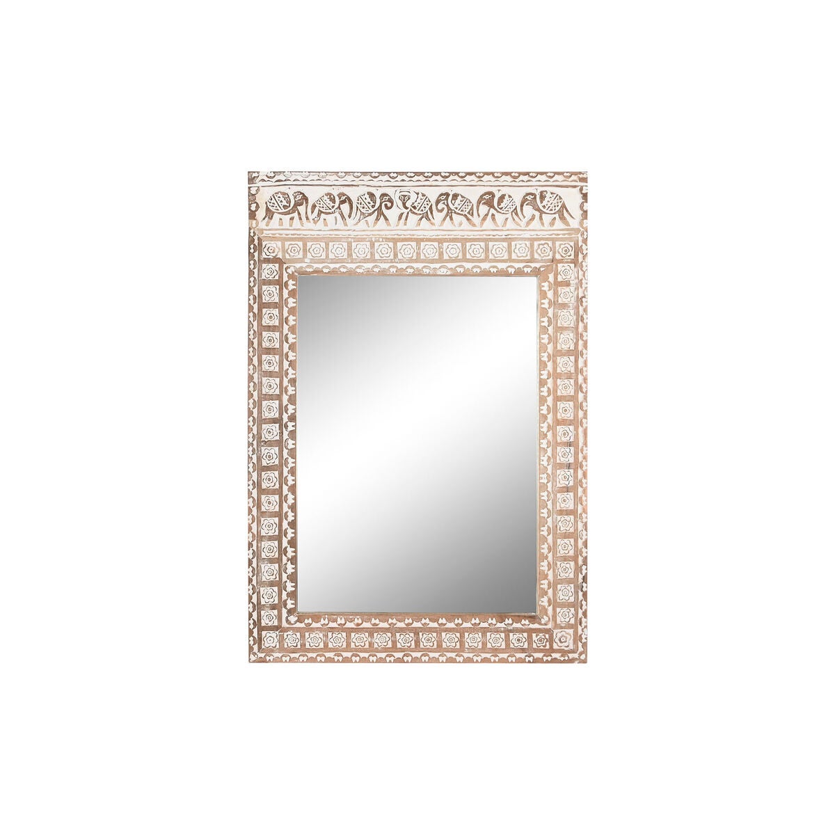 Espejo de pared home esprit blanco natural madera de mango elefante indio 83 x 4 x 121 cm