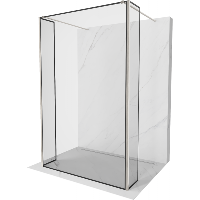 Mexen Kioto ścianka prysznicowa wolnostojąca 100 x 30 x 30 cm, czarna ramka, nikiel szczotkowany - 800-100-030-222-97-70-030