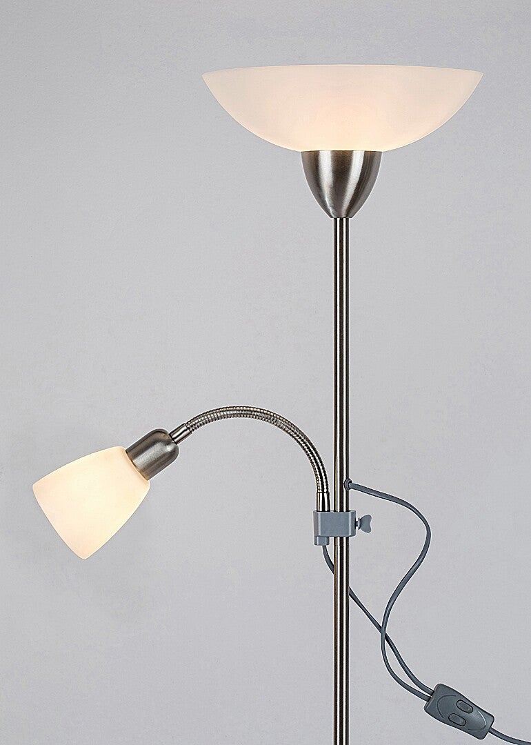 Lampa podłogowa stojąca Diana chrom satynowany-biała 2xE27x40W wym: 177,5 x 28,5 x 28,5 cm metal Rabalux
