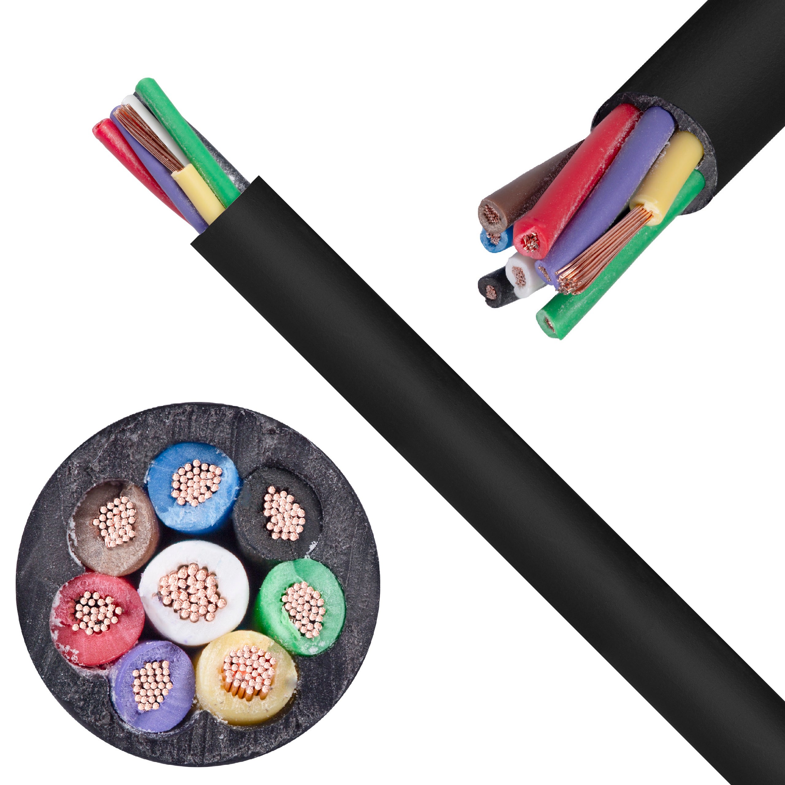 Kabel samochodowy YLYs 7x1mm2 + 1x1,5mm2 czarny 24V zewnętrzny przyczepowy linka Elektrokabel 100m