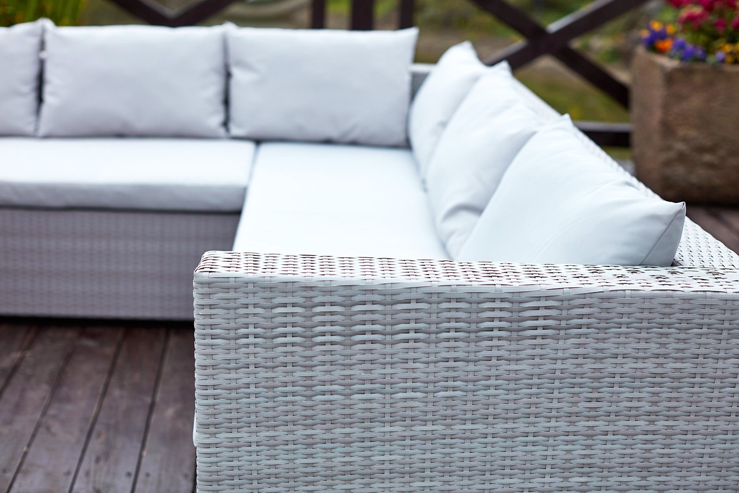 Salon de jardin encastrable 10 places en résine tressée gris SAMOA - 4