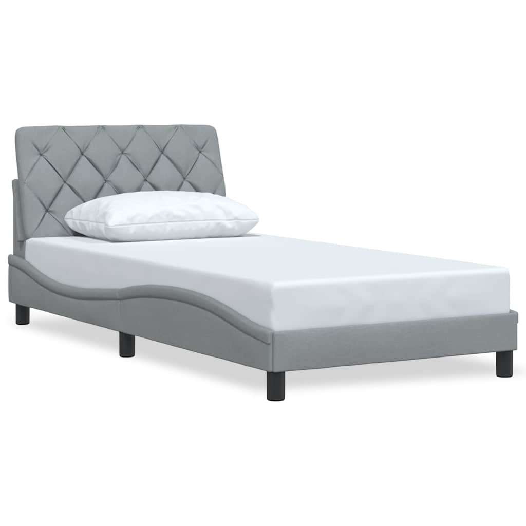 Cadre de lit sans matelas, en tissu, gris clair, pour la chambre, 100 × 200 cm - 2