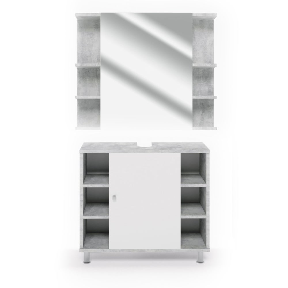 Vicco Zestaw mebli łazienkowych Fynn, Beton, 2 części