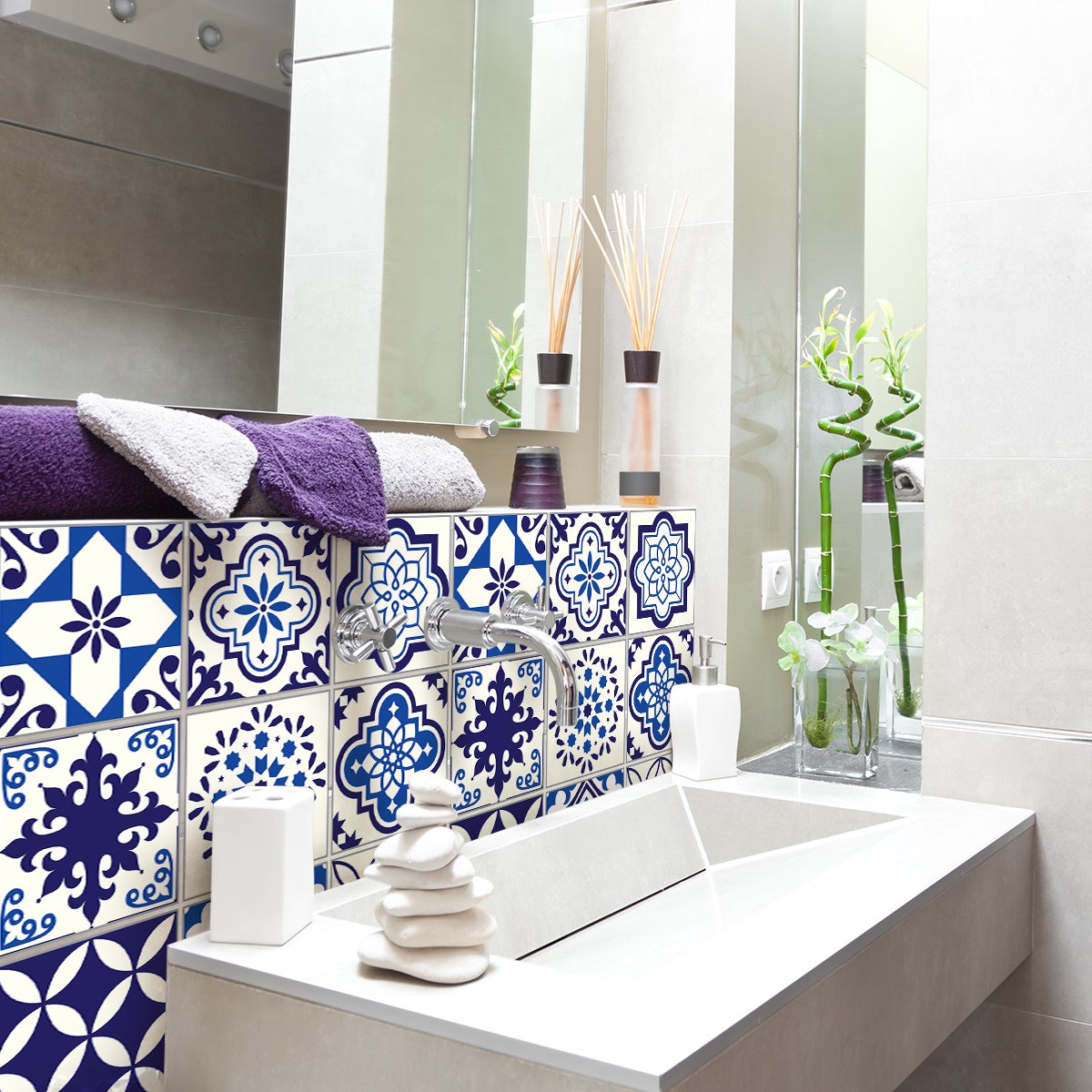 9 adesivi piastrelle di cemento azulejos Fiorenzo - Sticker adesivo - adesivi murali - 9stickers15x15cm - 3