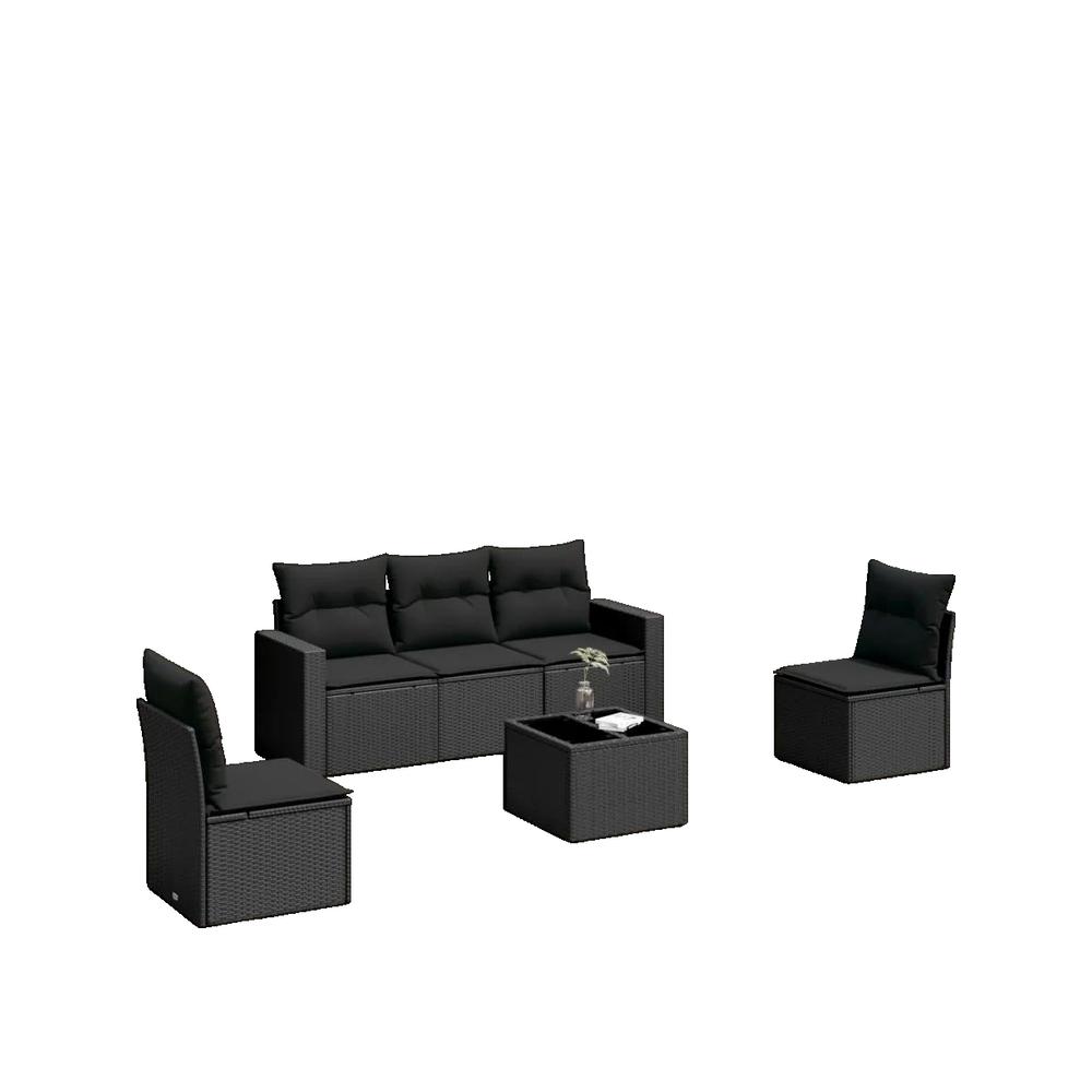 Zestaw mebli ogrodowych vidaXL 6 szt czarny rattan modułowy i wygodny