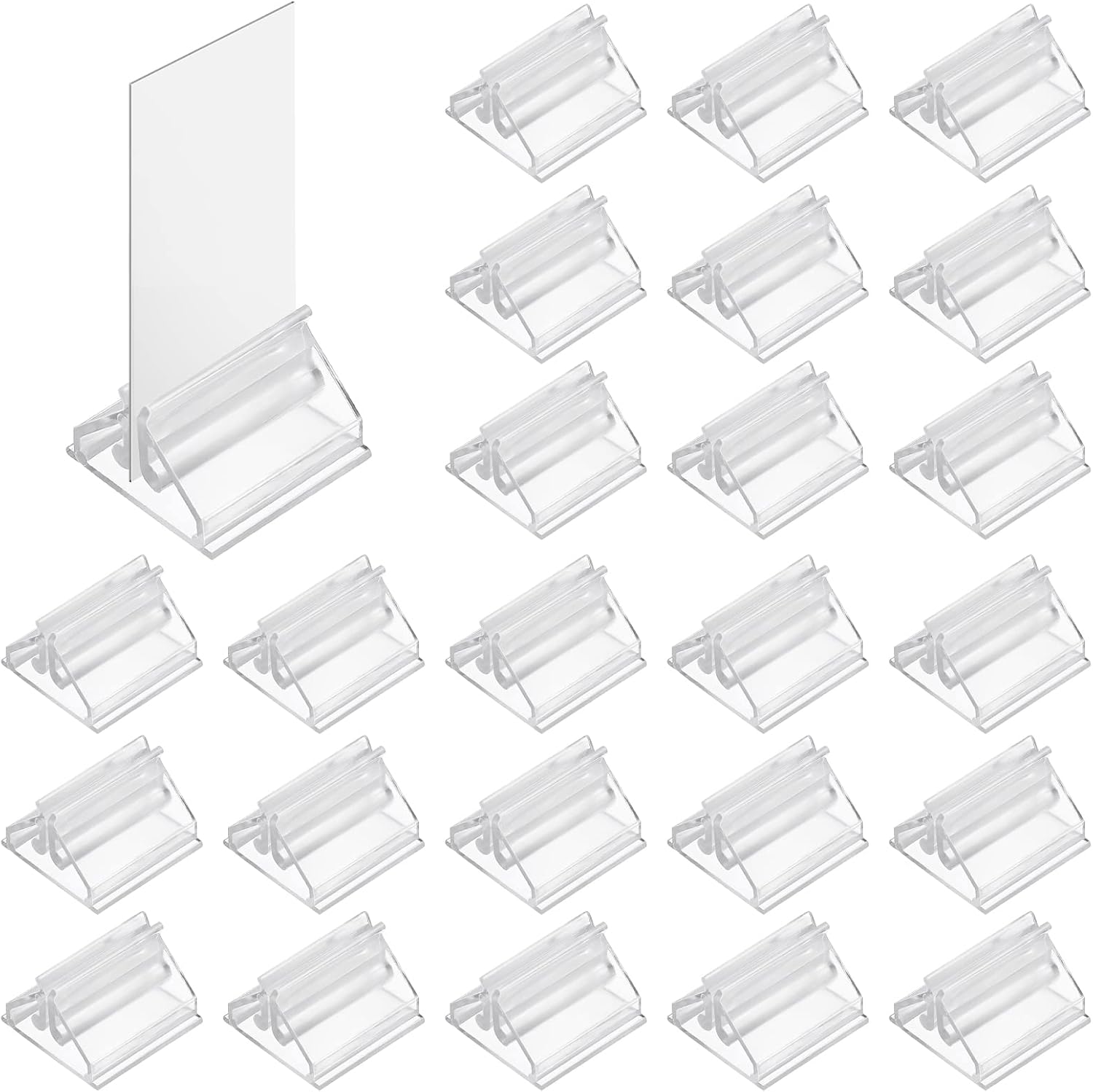 Zestaw 24 przezroczystych uchwytów na karty miejsc z akrylu na ślub, zdjęcia, notatki, obrazki (1,8 x 1,8 cm)