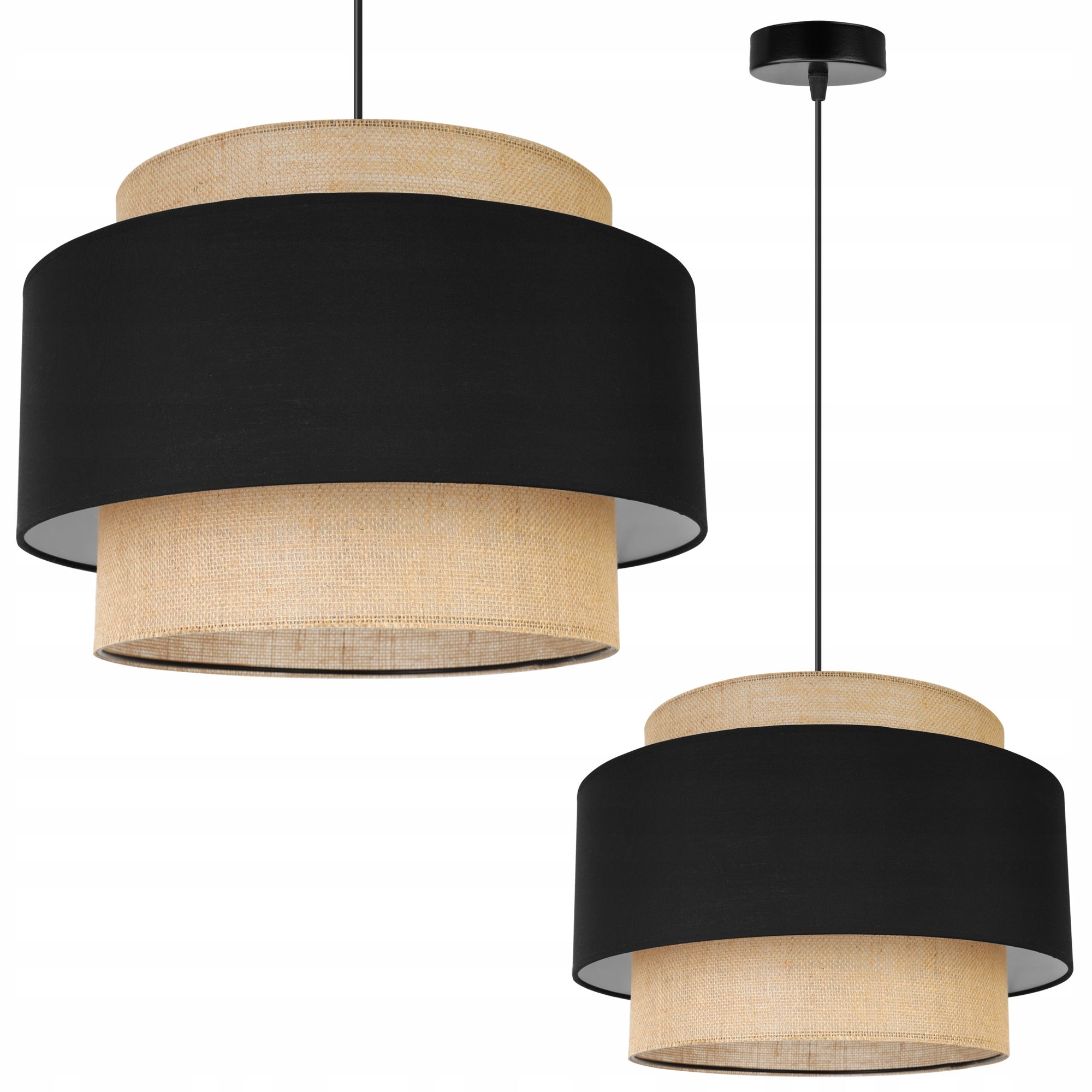 Lampa sufitowa wisząca Boho loft 1xE27 abażur juta 40cm czarny Light Home LH