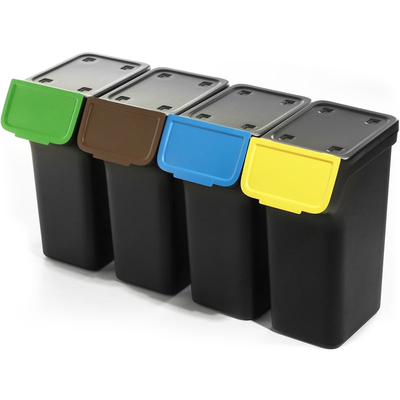 KOSZ NA ŚMIECI 25L POJEMNIK NA ODPADY DO SEGREGACJI CZARNY KUBEŁ 4 szt