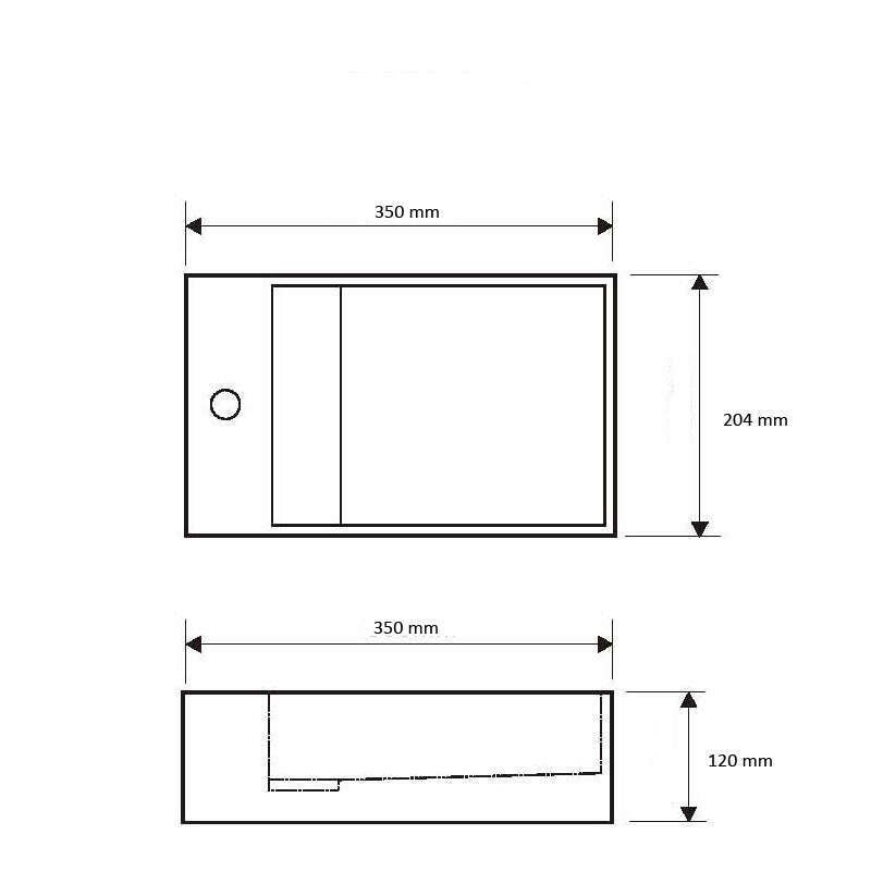 Lave-mains suspendu blanc mat MANITA G - Lavabo rectangulaire en Solid surface 35cm - 4