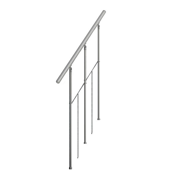 Escalier droit extérieur 5 marches - Hauteur à franchir 0,93 à 1,13m - Structure grise et marche grise - SUNSTEP-5 - 4