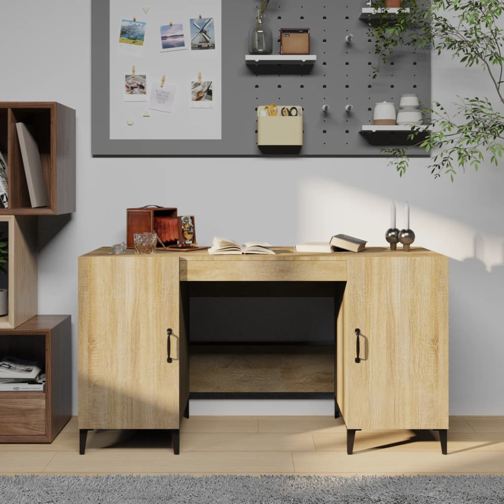 Bureau，Table de travail，Table d'étude Chêne sonoma 140x50x75 cm Bois d'ingénierie CWV92625 - 2