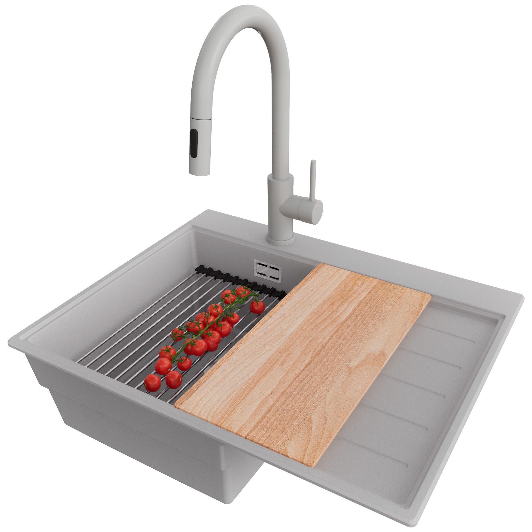 Lavandino Da Cucina Grigio 62x50cm Lavello In Granito A 1 Vasca lavandino-da-cucina-grigio-62x50cm-lavello-in-granito-a-1-vasca