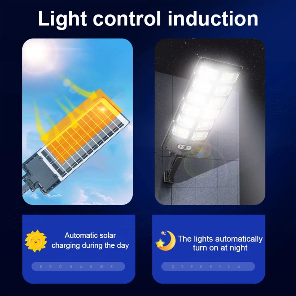 Luz solar superbrillante de 1008 LED, potente luz solar con sensor de movimiento, luz de calle solar para exteriores y jardín. - 6