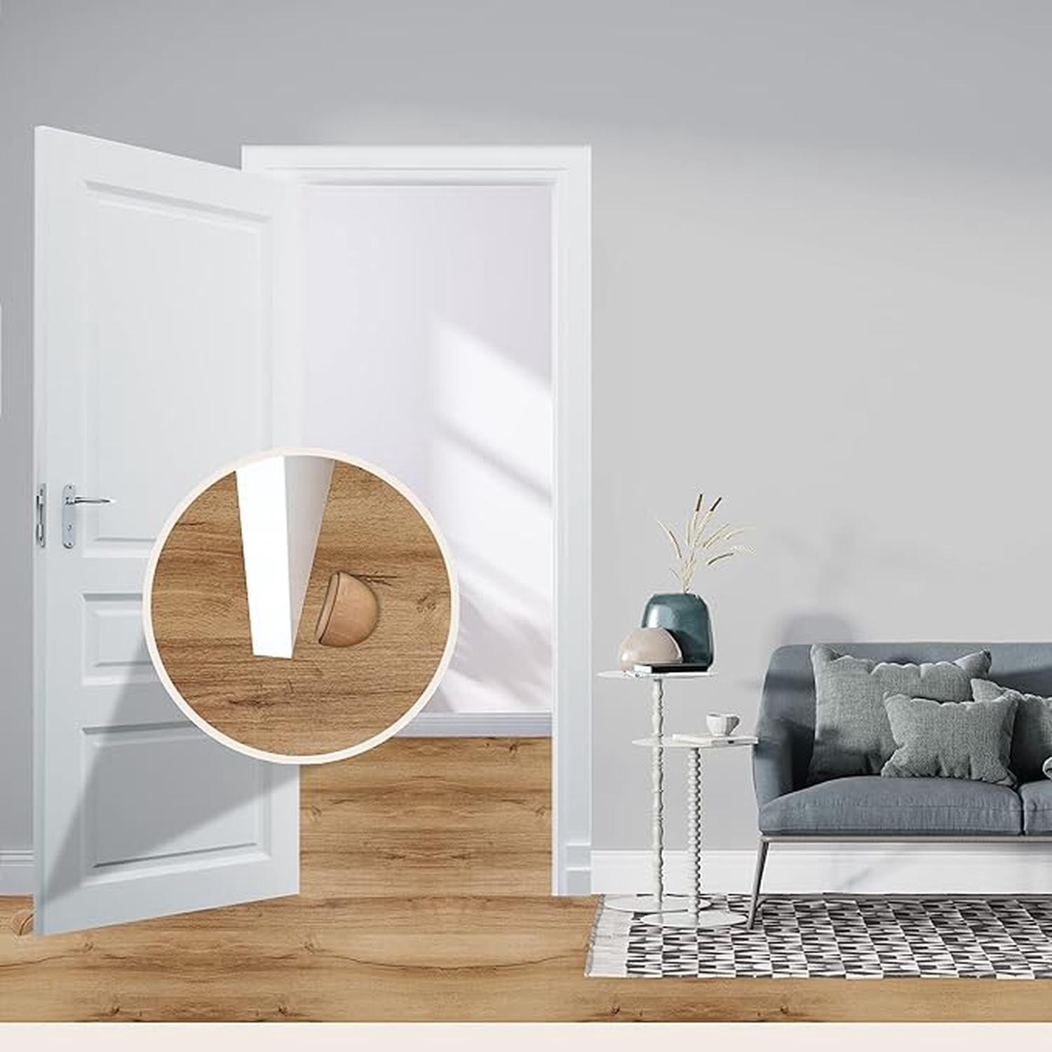 Lot de 6 Butée de Portes - Arrêt de Porte Adhesive en Bois pour Sol et Parquet – Stop Porte Adhésif - Butoir de Porte (Chêne Naturel) - 3