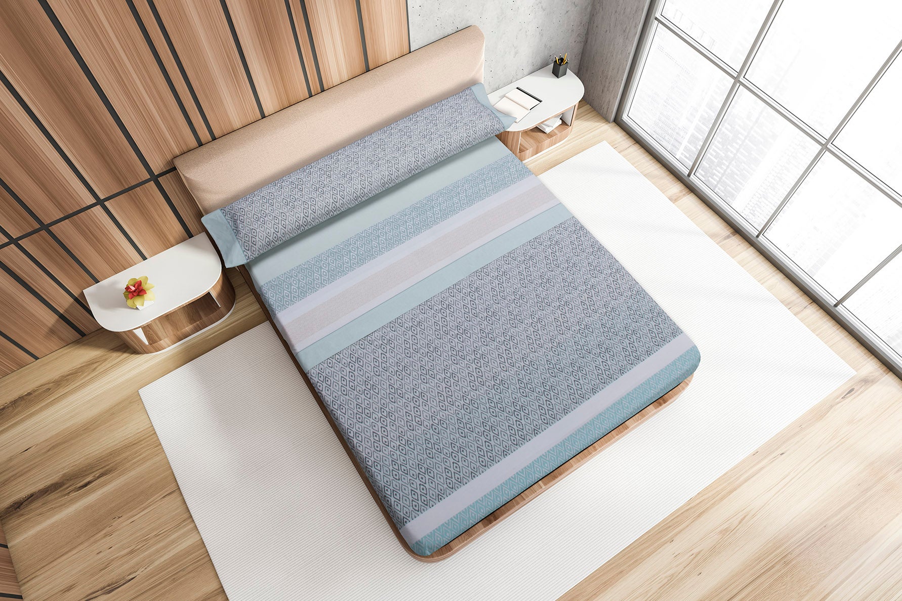 Juego de sabanas 3 piezas polialgodon aidan para cama de 150 cm en color aqua