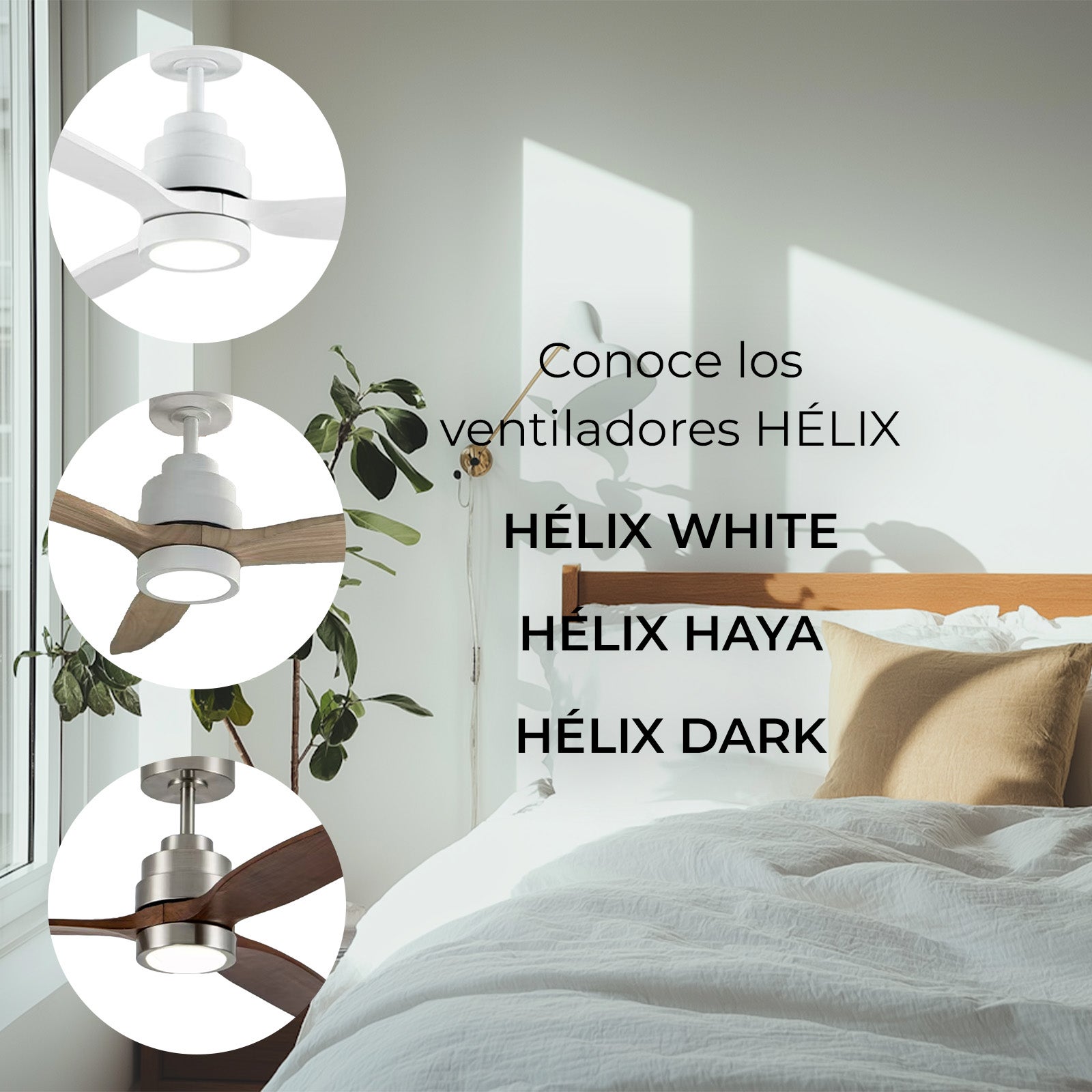 HELIX Blanco Ventilador de techo inteligente YOEVU Compatible con Alexa, Luz LED regulable, 6 velocidades silenciosas, Control por App, Mando y Voz - 8