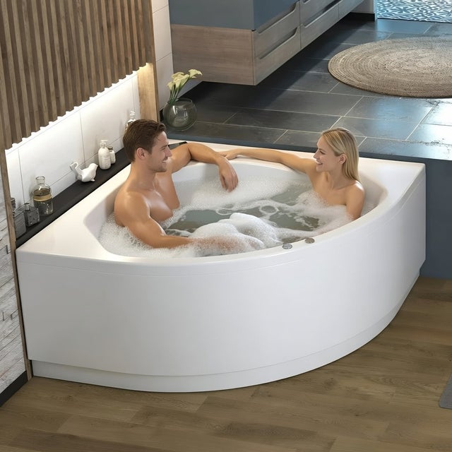 Baignoire Balnéo d'angle KINEDO OTEA 140x140 AIR HOTEL tête bain à droite