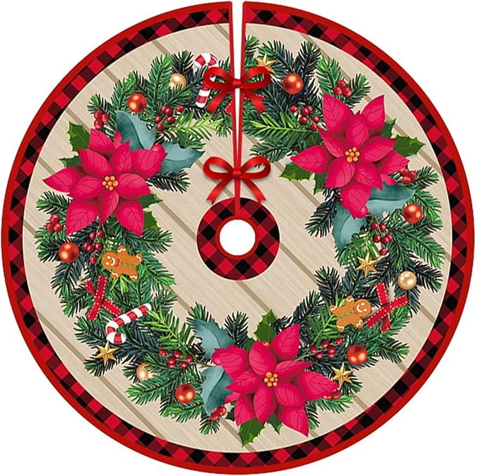 Jupe de Sapin de Noël de 120 cm de Diamètre, Tapis de Sapin de Noël Artisanal Jupe de Sapin de Noël de 120 cm de Diamètre, Tapis de Sapin de Noël Artisanal