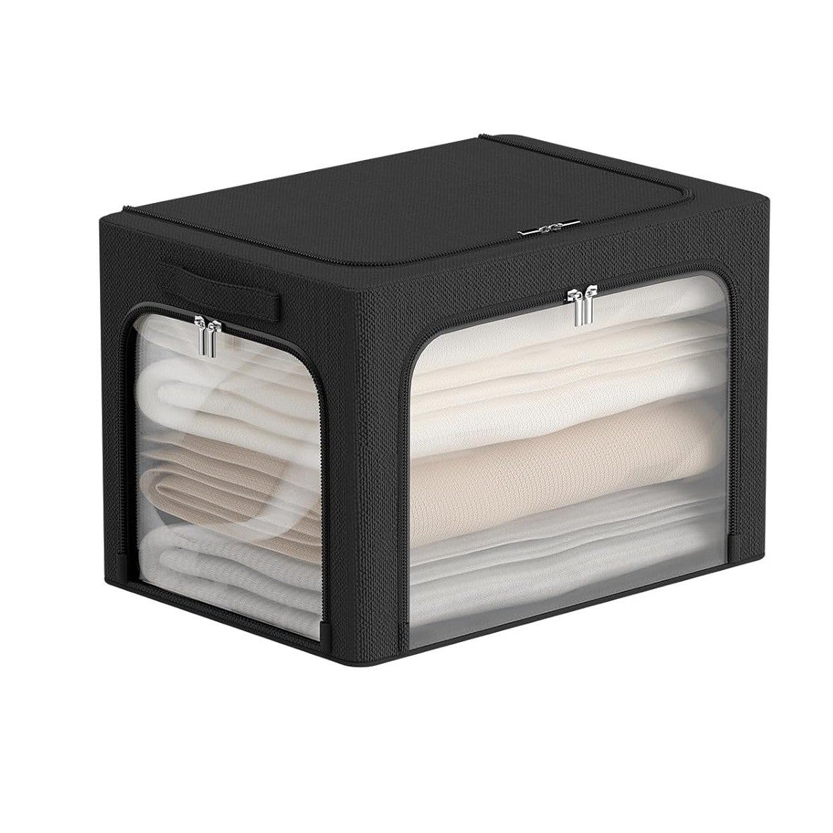 Cutie de depozitare Flippy 38L, cu 3 ferestre cu fermoar, neagra