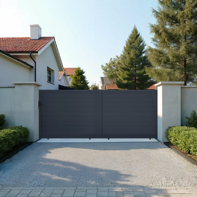 Portail coulissant 3,5m EIGER H.180cm aluminium gris