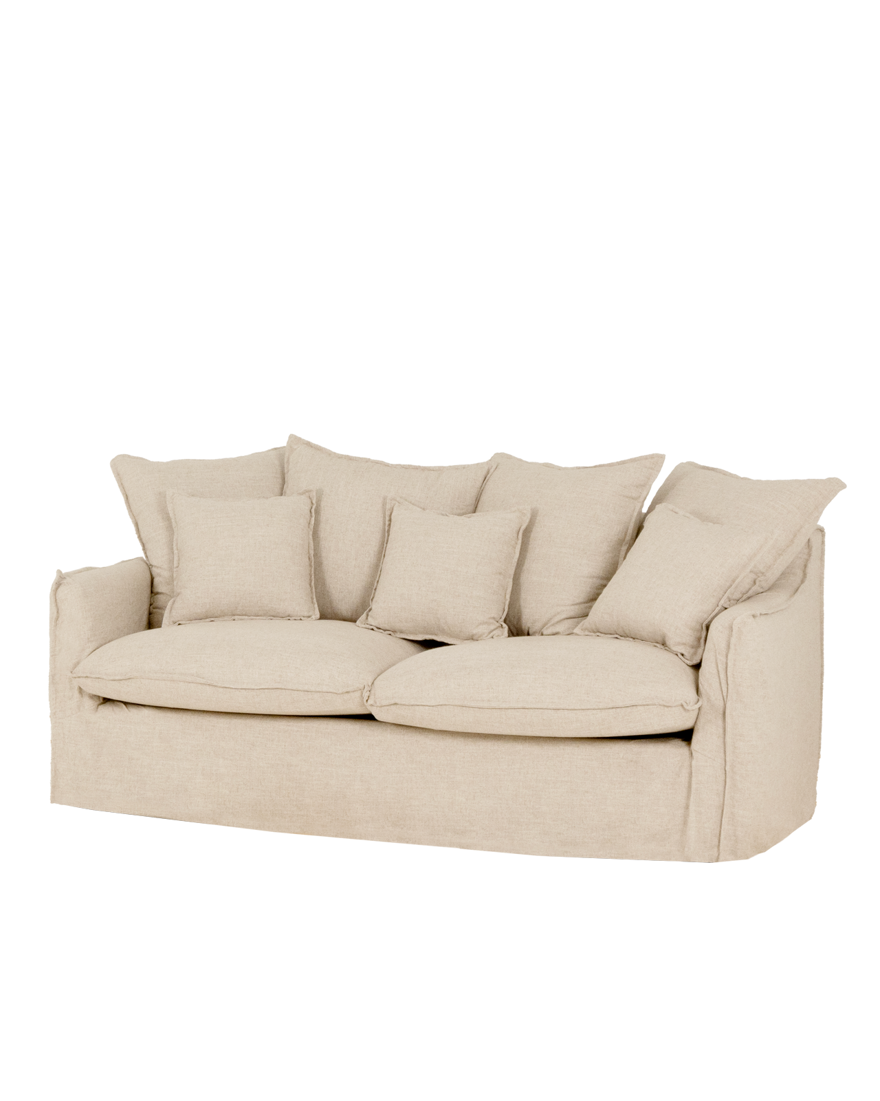 Mia - sofá de 3/4 plazas de algodón y lino desenfundable color beige 220x95x100cm - decowood