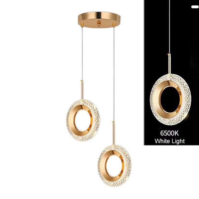 Nordic Ring Lampa wisząca LED Crystal, lampa sufitowa do wnętrz, dekoracja pokoju, do sypialni, salonu, nowoczesne żyrandole, 6500 K