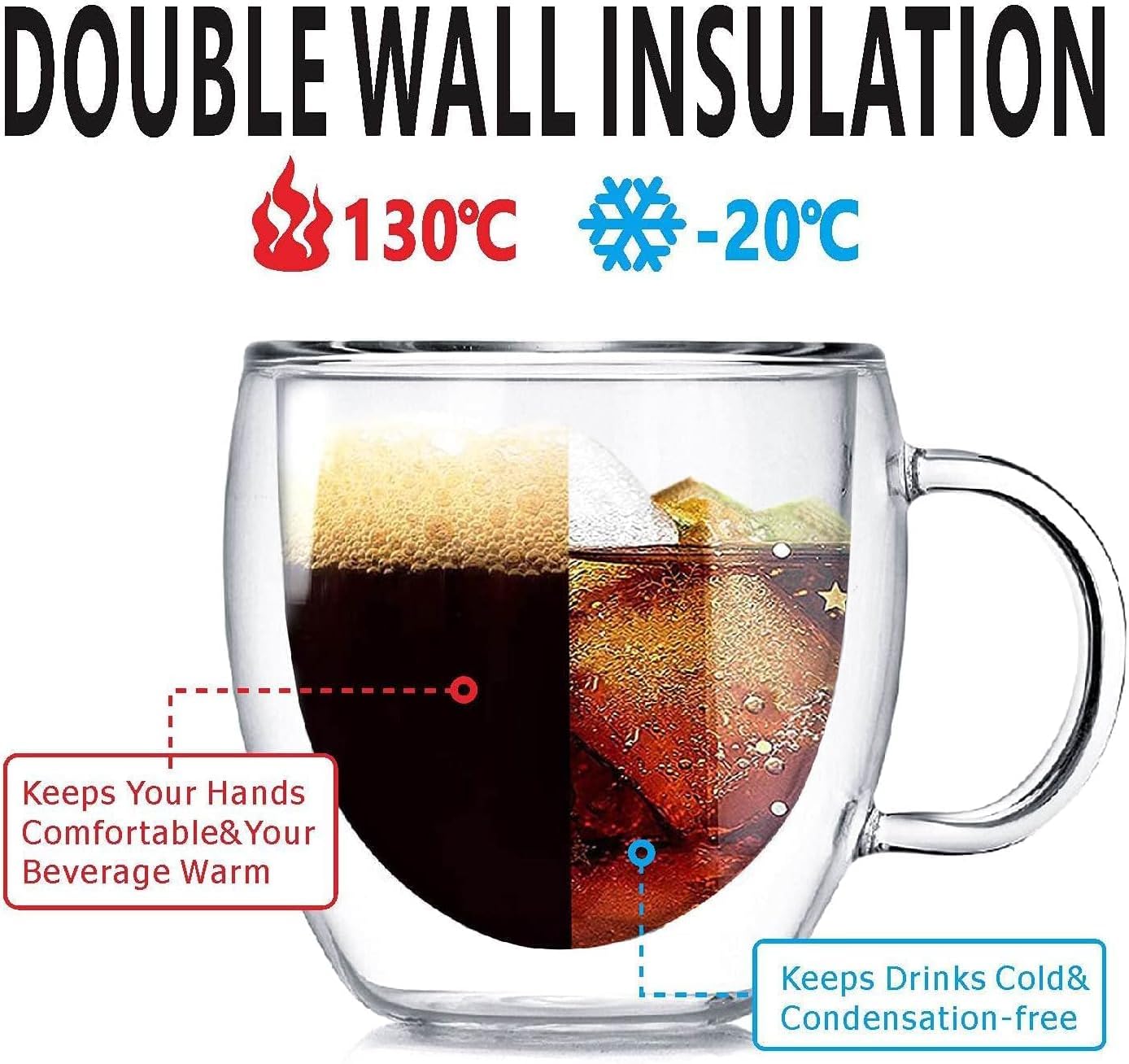 Tazza in vetro resistente al calore per tazza da tè e caffè in vetro a doppia parete acquista in modo economico - spedizione gratuita, recensioni reali con foto