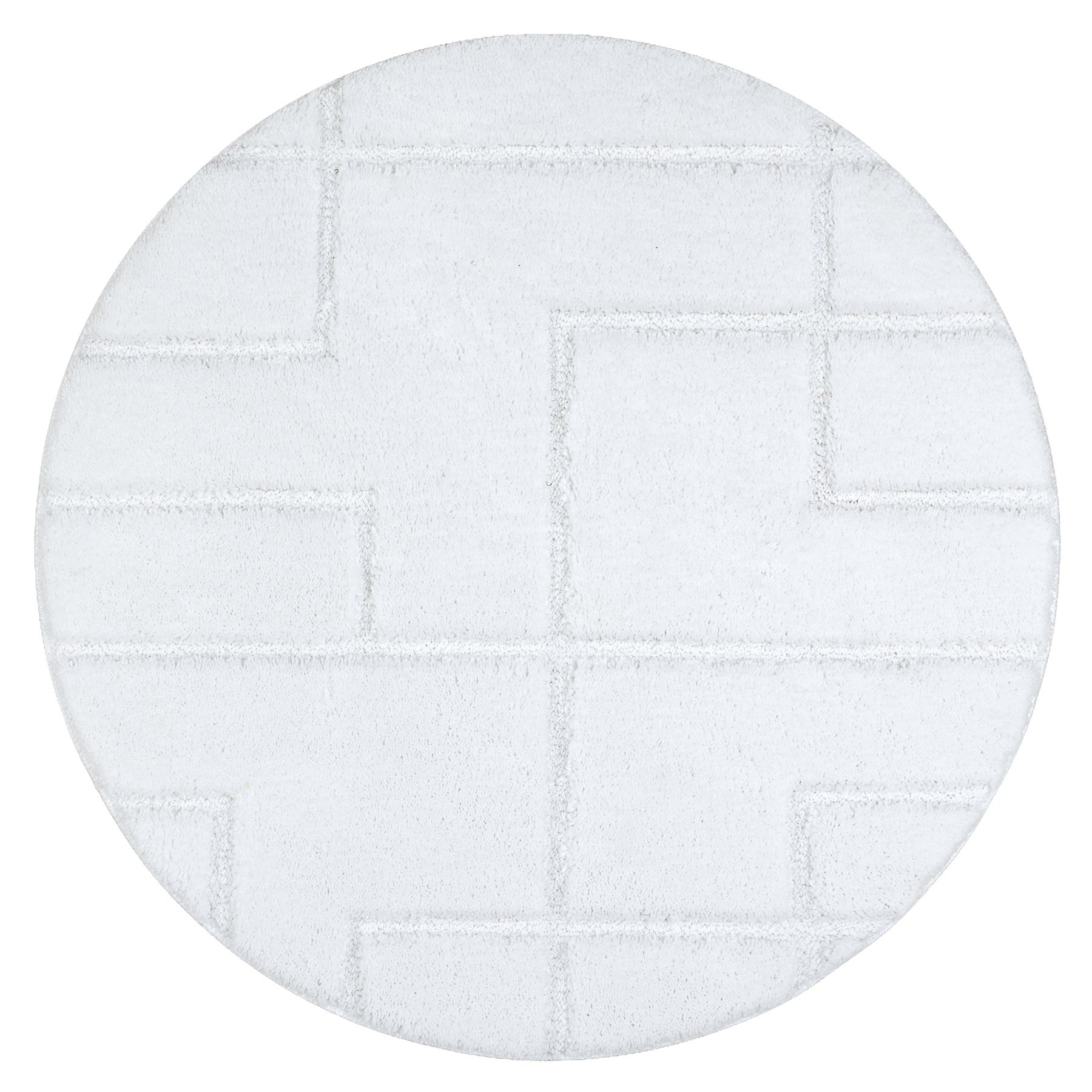 Dywan łazienkowy SUPREME koło LINES linie, antypoślizgowy, miękki - biały koło 50 cm