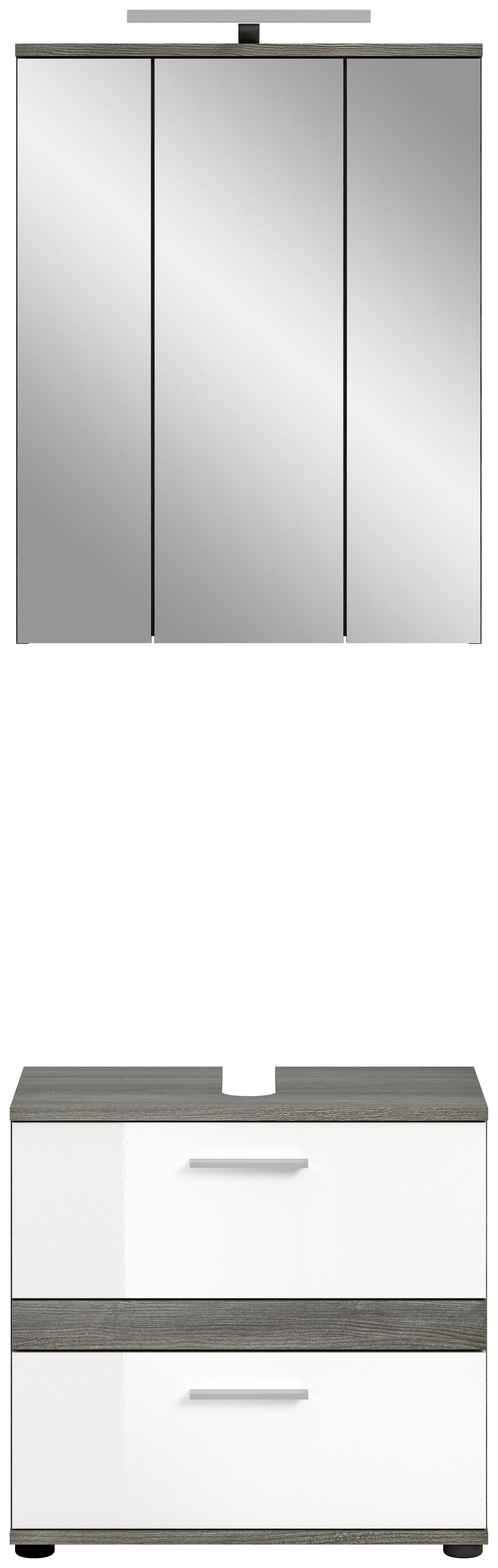 Blake zestaw mebli łazienkowych B10 w tym oświetlenie biały połysk, szary.