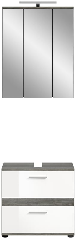 Blake zestaw mebli łazienkowych B10 w tym oświetlenie biały połysk, szary.