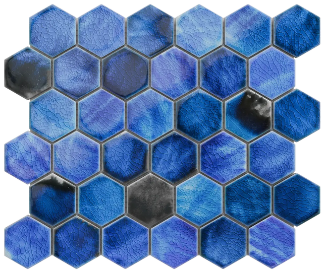 Mosaico su rete per bagno e cucina in ceramica 31,2 x 27 cm- MIXED OCEAN HIVE