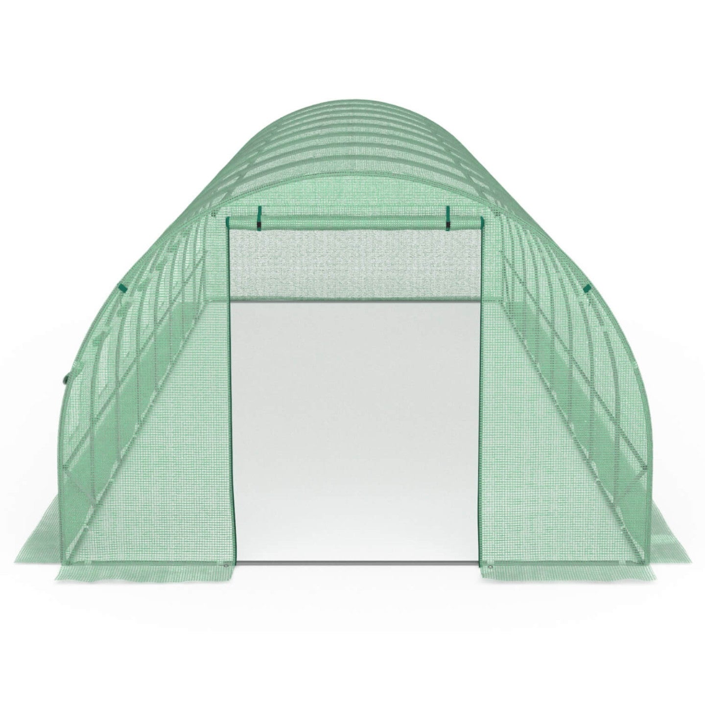 Serre de jardin tunnel 24m² 8 x 3 x 2 m acier galvanisé + bâche anti-UV avec porte et fenêtres DES ANDES verte - 4